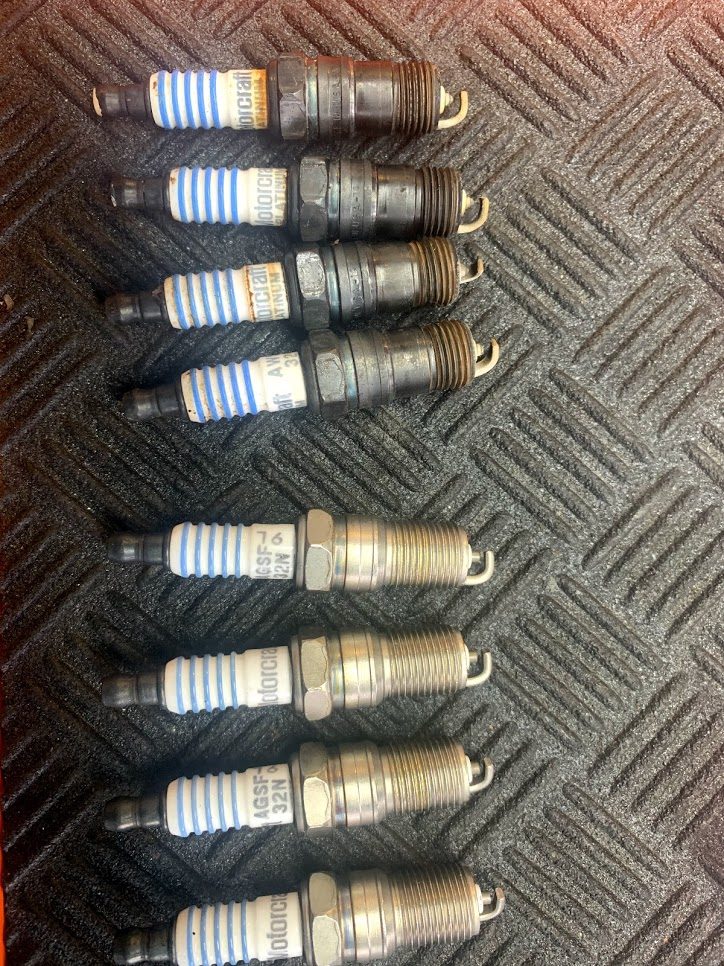 Spark plugs pulled during service