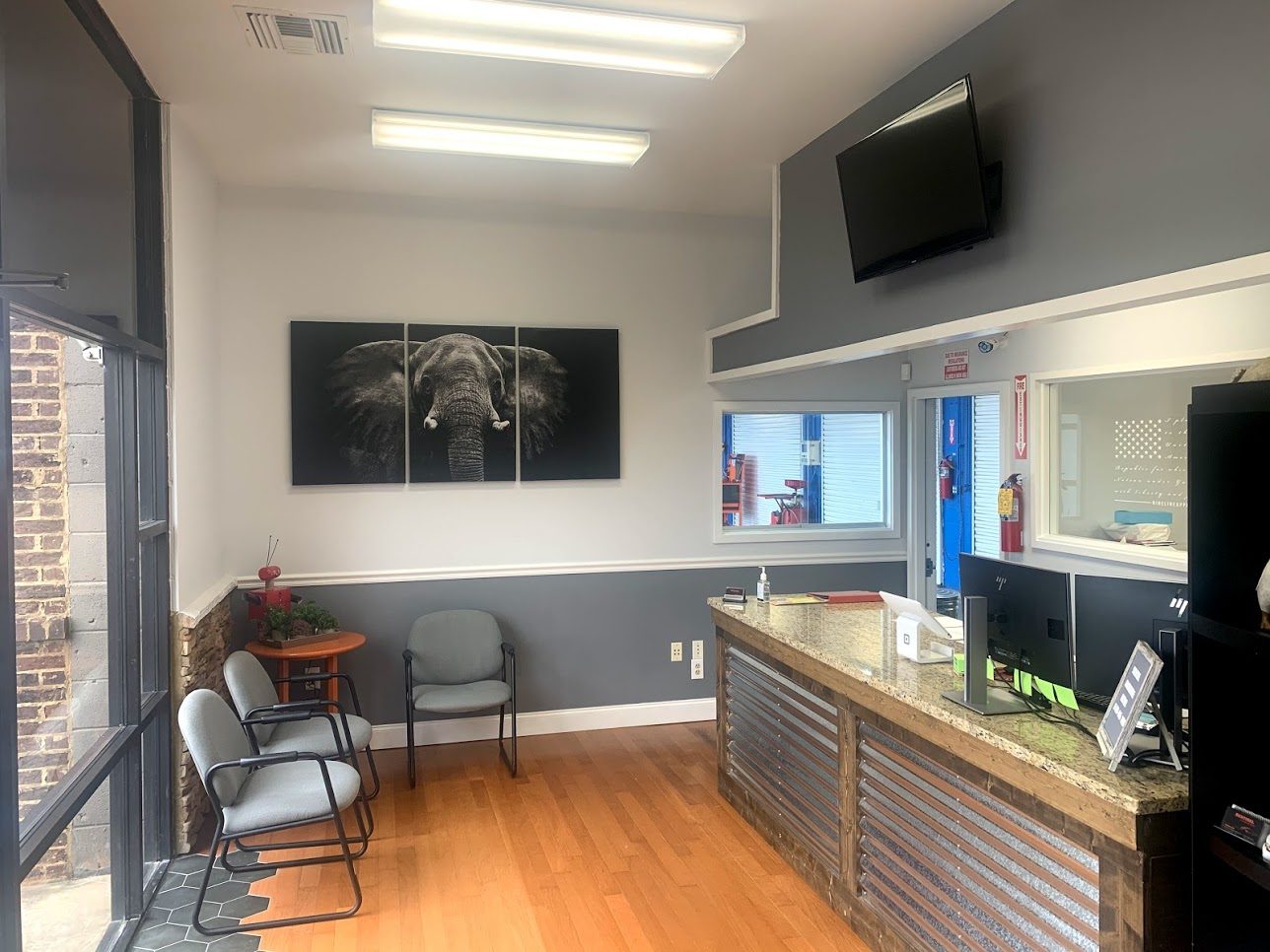 Front desk and waiting area